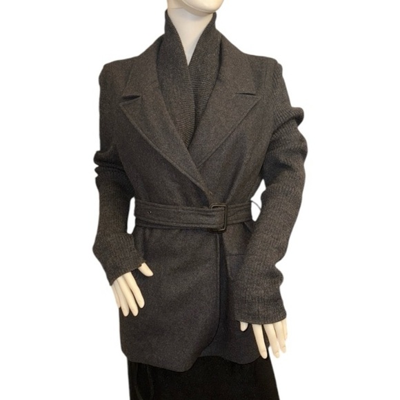 L.K. Bennett Wool Blend Belted Gray Coat Size 10